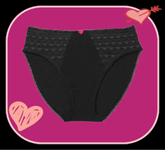 M L XL XXL Black Heart Lace Cotton Victorias Secret HighLeg Waist Brief Panty - £9.82 GBP