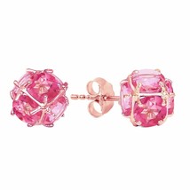 7.5 Carat 14K Rose Gold Stud Elegant Gemstone Earrings w/ Natural Pink Topaz - £419.49 GBP