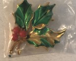 Holly Leaves Collectible Pin Pendant Christmas J1 - $7.91