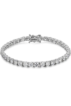 ADIRFINE 3MM 925 Solid Sterling Silver Cubic Zirconia Tennis Bracelet - £97.46 GBP