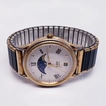 Vintage Timex Moon Phase Date Watch Roman Numeral Dial-New Battery-Works... - £46.84 GBP