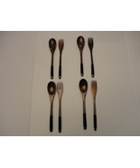 Set of 4 Wooden Fork Spoon Dinnerware Utensil Natural Pattern Wood Dinin... - £18.99 GBP