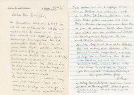 Fritz Lenz WW2 Geneticist German Nazi Party Hand Signed Letter - £35.37 GBP