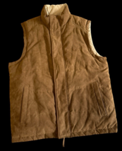 Izod Reversible Vest Brown Khaki Men&#39;s Poly Nylon S Small Down Filled - $36.00