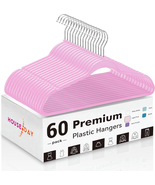 60 Pack Plastic Hangers, Pink Hangers Extra Wide with 360° Swivel Hook, ... - $1,328.59 MXN