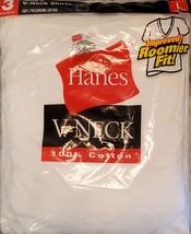 Hanes V Neck T-Shirts Nos 3 Pack Vtg Large 42/44 2002 Roomier Fit Free Shipping - $34.65