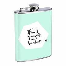 Find Yourself Be That Hip Flask Stainless Steel 8 Oz Silver Drinking Whiskey Spi - £7.44 GBP