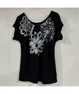 The Limited Black White Floral Short Sleeve Blouse Shirt Top Womens Size... - £7.97 GBP