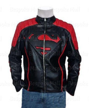 New Superman Man Of Steel Red Black Real  Leather Skin Soft Leather Jacket-38 - £143.69 GBP+