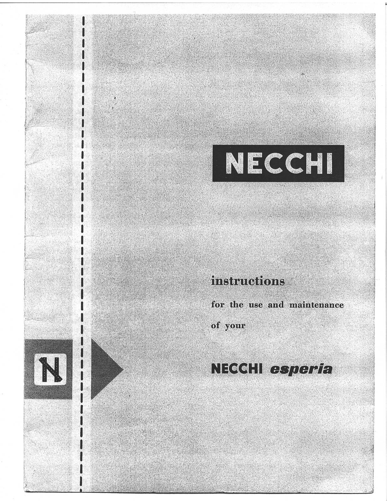 Necchi Esperia manual for sewing machine instructions enlarged hard