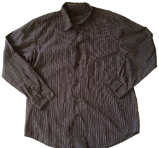 VIA EUROPA Shirt Mens Large Brown Gray Striped Oxford Button Down Long S... - £11.54 GBP