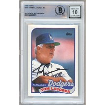 Tommy Lasorda Los Angeles Dodgers Signed 1989 Topps Card BGS Auto 10 Slab HOF - £239.75 GBP