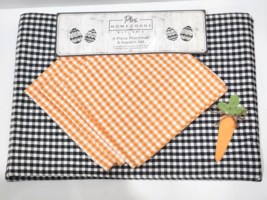 8pc Easter Gingham Check Black Orange Carrot Placemats &amp; Napkins Set - $36.62