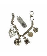 New Work And Company Women&#39;s Silver Hearts Flower Charm Bracelet New Wit... - £8.83 GBP