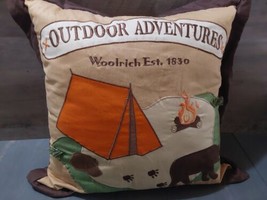 Woolrich Outdoor Adventures Camping Big Bear Textured Pillow 19.5&#39;&#39; Square - £13.30 GBP