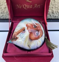 Ne&#39; Qwa Art Hand Painted Santa Christmas Ornament Signed Stewart Sherwood Shhhhh - £26.95 GBP