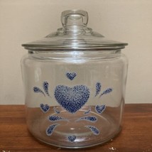 Corelle Country, Blue Heart 3 Qt. Glass Cookie Jar. - £19.46 GBP