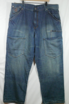 Vtg FUBU The Collection Jeans Men&#39;s Size 46 (46x33) Blue Baggy Denim Pockets - £39.53 GBP