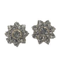 Vintage Rhinestone Flower Star Cluster Silver Tone Brooch Pair of 2 Lot ... - £10.99 GBP