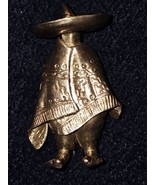 Vintage Mexican Man in Sombrero &amp; Poncho Sterling Silver 925 Lapel Pin B... - £31.13 GBP