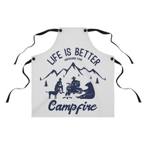 Personalized Poly Twill Apron with Campfire Graphic for Outdoor Cooking ... - £28.72 GBP