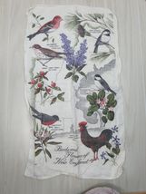 Linen tea towel Birds and Flowers of New England vintage lilacs chickade... - $13.85