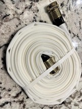 Wildland Fire Hose 5/8&quot; ID x 50 ft Garden Hose Couplings, 300 PSI White USA Made - £61.91 GBP