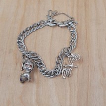 1960 Monet Silver Vintage Charm Bracelet 2 Charms A Bike,dog - £57.09 GBP