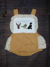 NEW Boutique Baby Girls Embroidered Hunting Dog Duck Ruffle Romper Jumpsuit - £13.50 GBP