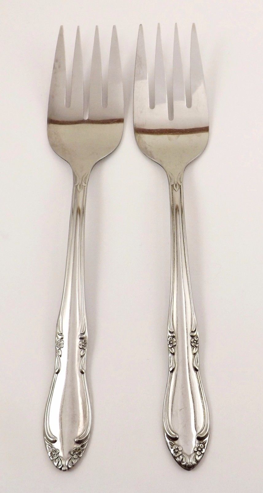 Primary image for Oneida Custom "Plantation" Stainless Flatware-Set of 2 Meat Serving Forks Floral