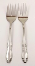 Oneida Custom "Plantation" Stainless Flatware-Set of 2 Meat Serving Forks Floral - $6.79