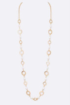 Pearl Station Chain Link Long Necklace - £21.76 GBP