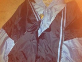 Vtg Steve And Barrys Hooded Jacket Wind Breaker Size Large Blue - $45.44