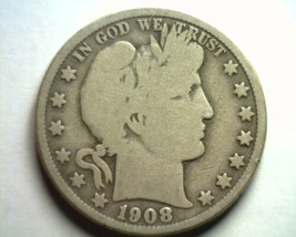 1908-O BARBER HALF DOLLAR GOOD / VERY GOOD G/VG NICE ORIGINAL COIN BOBS ... - £19.87 GBP