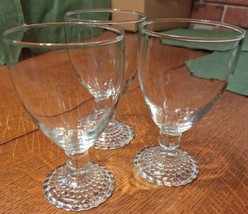 Vtg Set Of 3 Anchor Hocking Bubble Foot Clear Depression Glass Water Goblets - £12.73 GBP