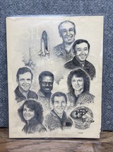 NASA Engineer Owned Challenger Crew 1986 Laminated Sketch Print By Under... - $19.79