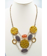 Chico&#39;s Hammered Enameled Etched Multi-Disc Artistic Layered Necklace 23&quot; - $20.60 CAD