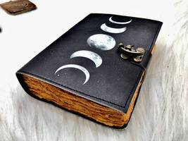 handmade Moon phase leather journal skull grimoire journal gifts for him her - £56.14 GBP