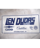 LEN DUDAS MOTORS Chevy Geo Cadillac VW STEVENS POINT WI Dealer License P... - £11.16 GBP