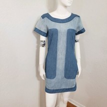 French Connection Jeans Mod Blue Chambray Denim Dress Bleached Summer Trend Sz 6 - £43.66 GBP