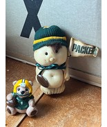 Lot of Handmade Green Bay Packers Football Painted Ceramic Favre Teddy B... - £8.91 GBP