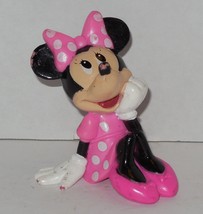 Disney Minnie Mouse 2&quot; PVC Figure Pink dress with white polka dots Cake Topper - £7.71 GBP