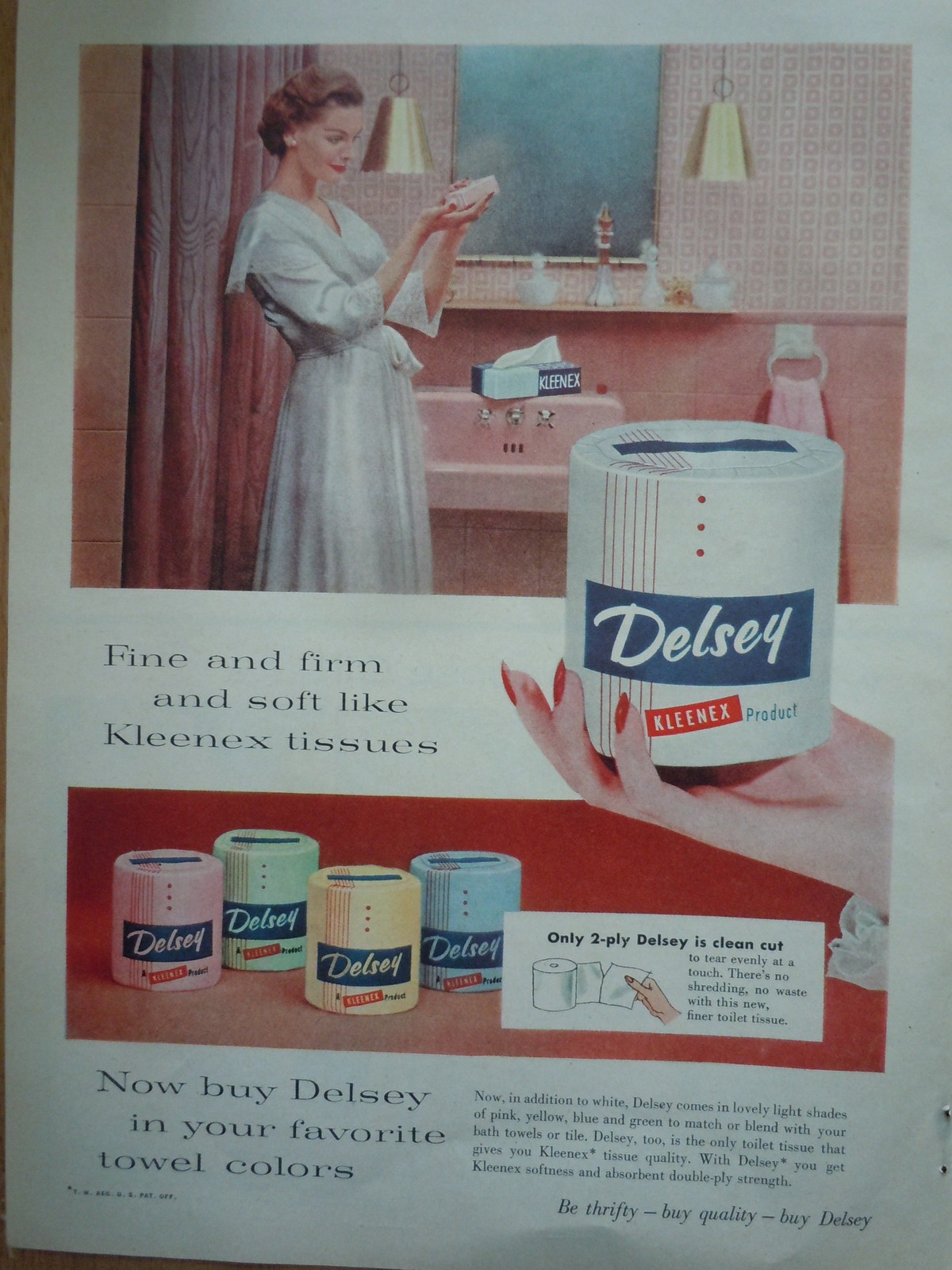 Primary image for Delsey Toilet Tissue  Print Magazine Advertisement 1955