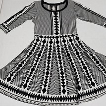 Nina Leonard Sweater Dress Fit and Flare Geometric 3/4 Sleeve Womens Size S - €13,43 EUR