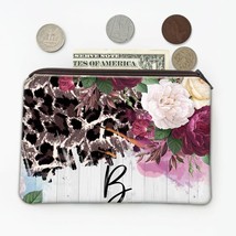 Animal Print Feline : Gift Coin Purse Flower Fashion Personalized Name Initial A - £7.90 GBP