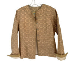 with love PAMELA 100% Silk Cardigan Fitted Jacket Stitched Button-Down S... - $29.69