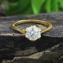 1CT Round LC Moissanite Solitaire Engagement Ring Yellow Gold Plated Silver - £81.96 GBP