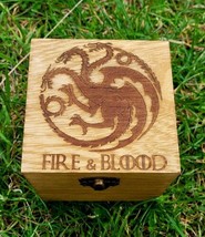 Handmade engraved wooden jewellery box Game of Thrones Fire and Blood Targaryen - £24.97 GBP