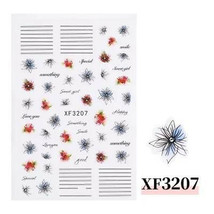 Nail Art 3D Decal Stickers beautiful red blue flower stripes love you XF3207 - £2.56 GBP