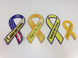 (4) Support Our Troops Ribbon Magnets Made In USA Patriotic - Set of 4 - £10.38 GBP